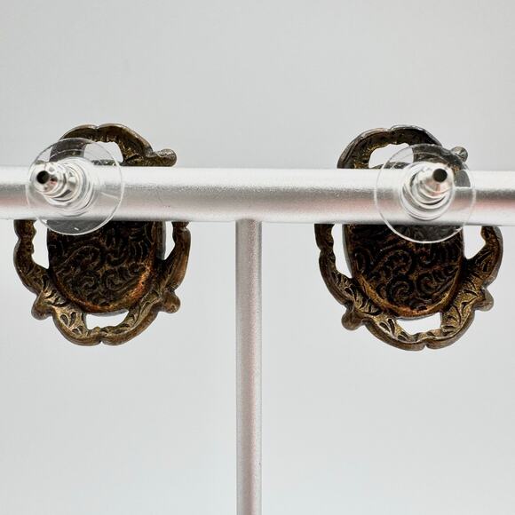 Vintage 1928 Victorian Revival Purple Swirled Lucite Cabochon Pink Rhinestones - Picture 5 of 12